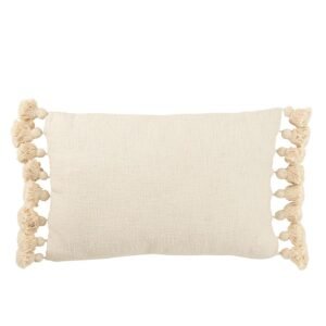 Cojín beige largo borlas HANA (60×40)