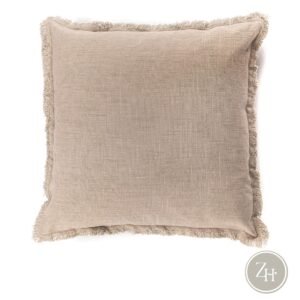 Cojín beige tostado flecos ANE
