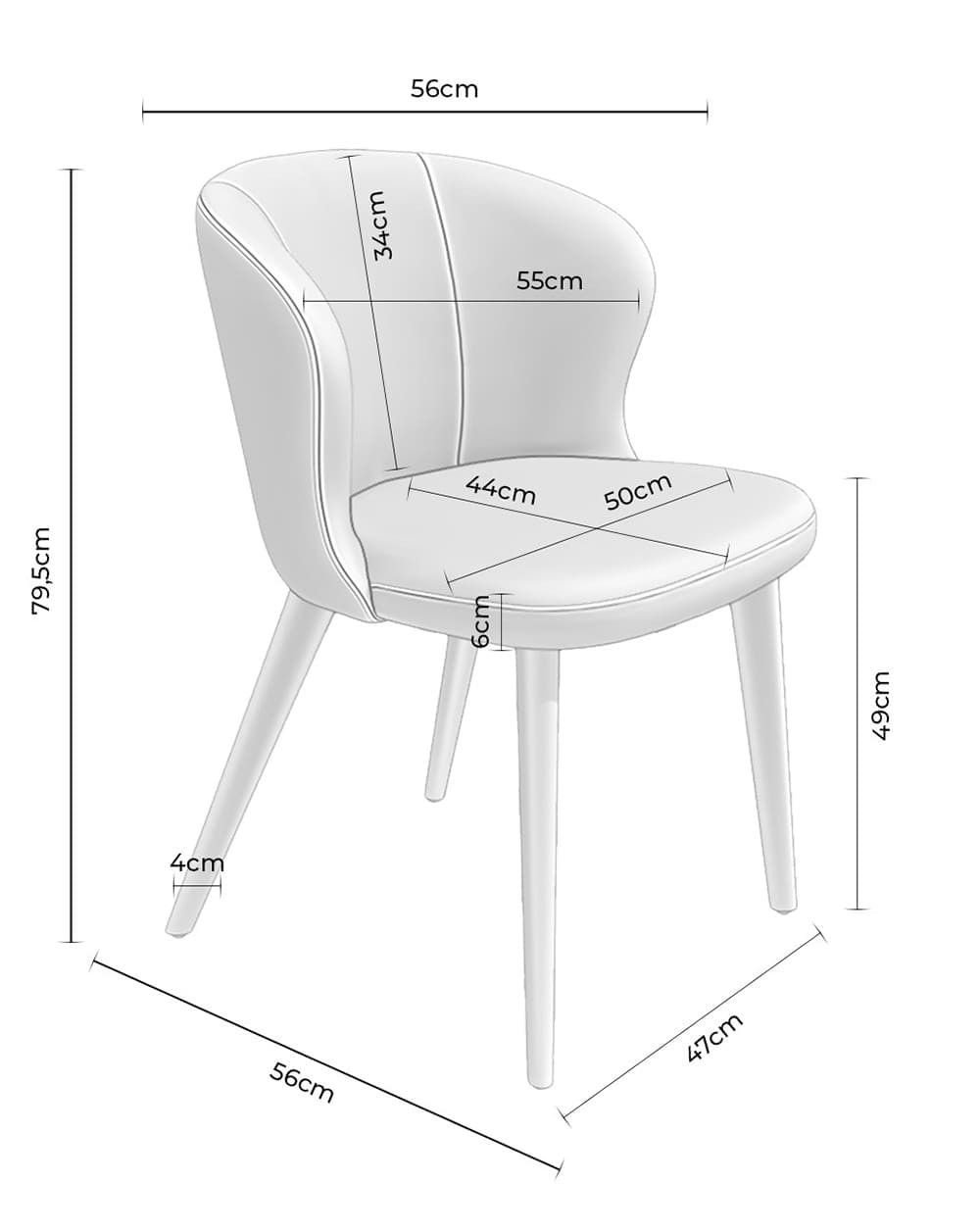 Silla tapizada topo TANA